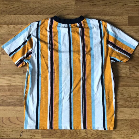 GUESS (Size L) Multi-Color Yellow Striped T-Shirt - Picture 4 of 6